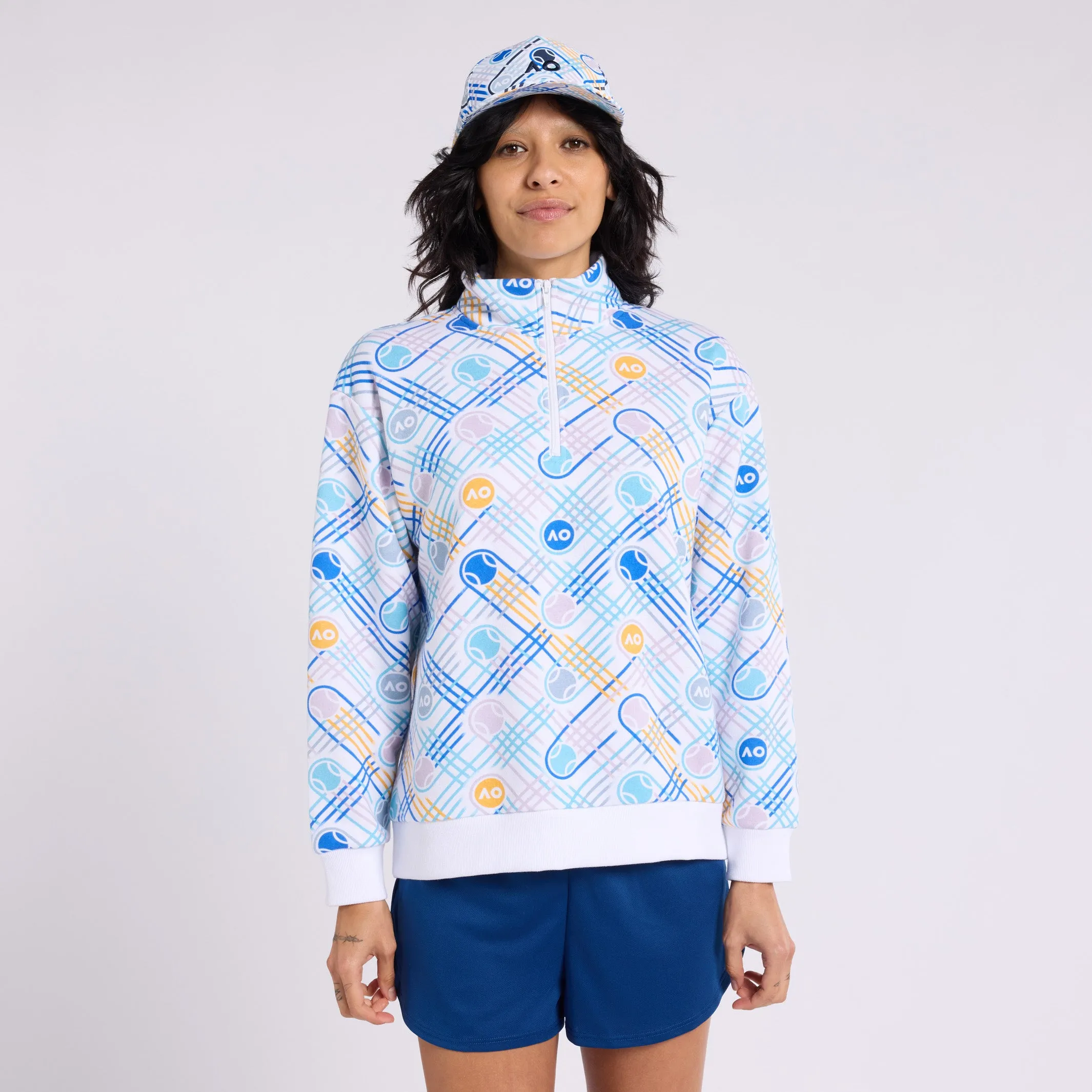 Women's Sweatshirt Half-Zip Geometric