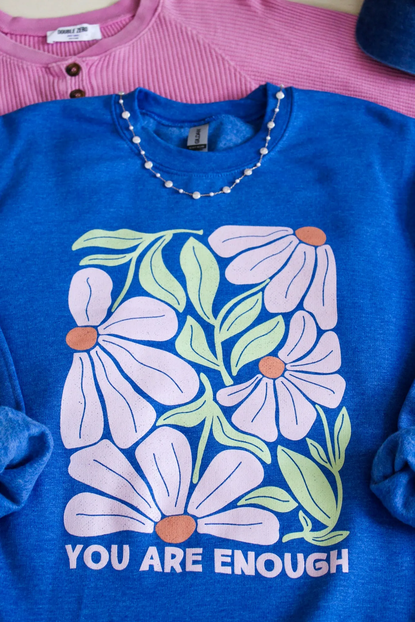 You Are Enough Graphic Sweatshirt • Heather Blue - FINAL SALE