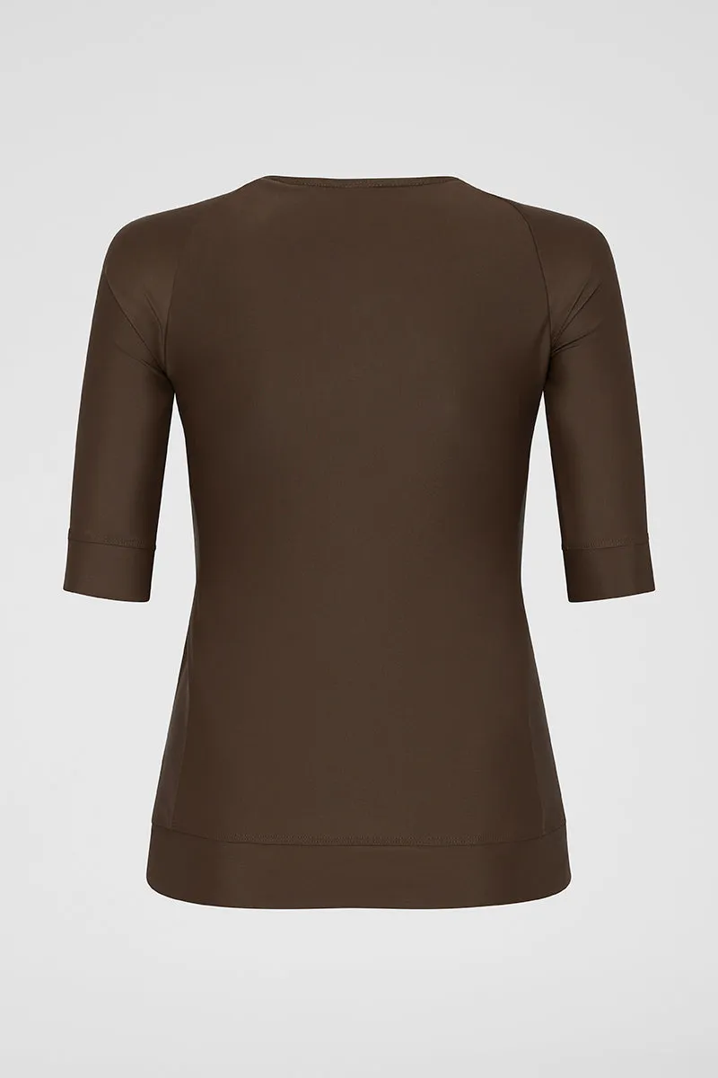 Zip Short Sleeve Rashguard - Chocolate