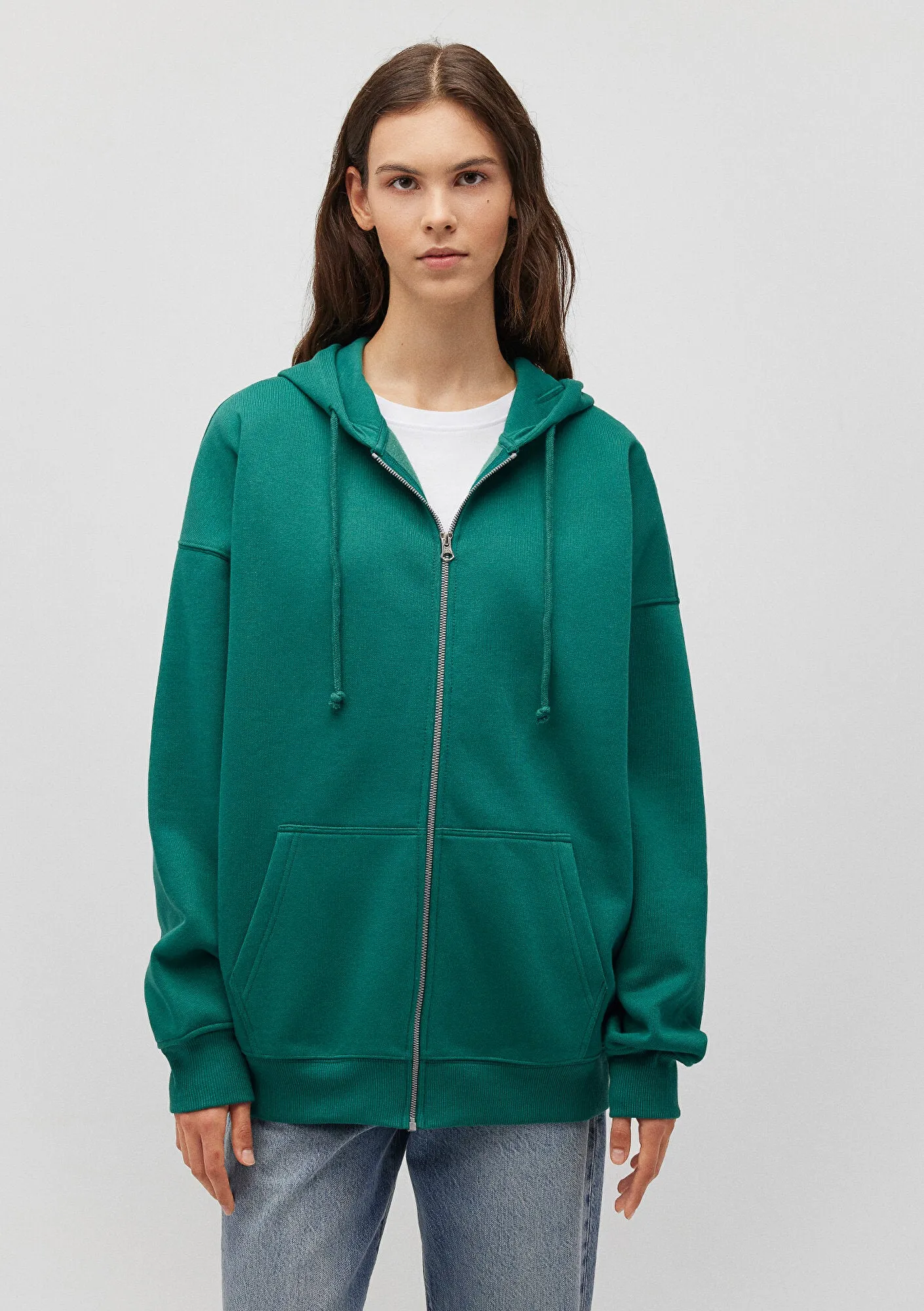 Zip Up Hooded Green Sweatshirt