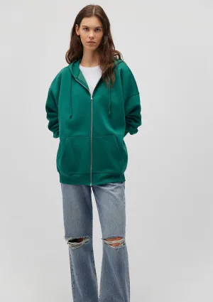 Zip Up Hooded Green Sweatshirt