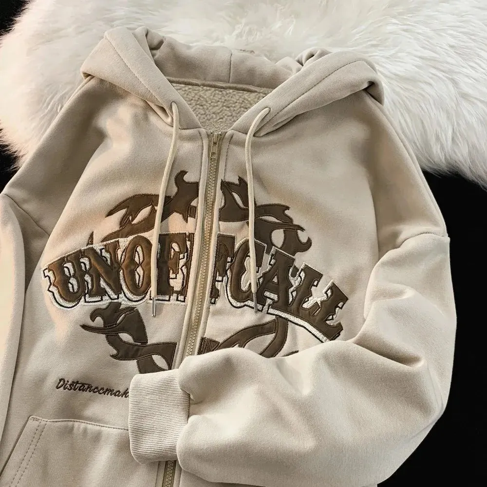 Zip Up Hoodie for Men and Women Full Gothic Sweatshirt Hip Hop Jacket Coat Tops