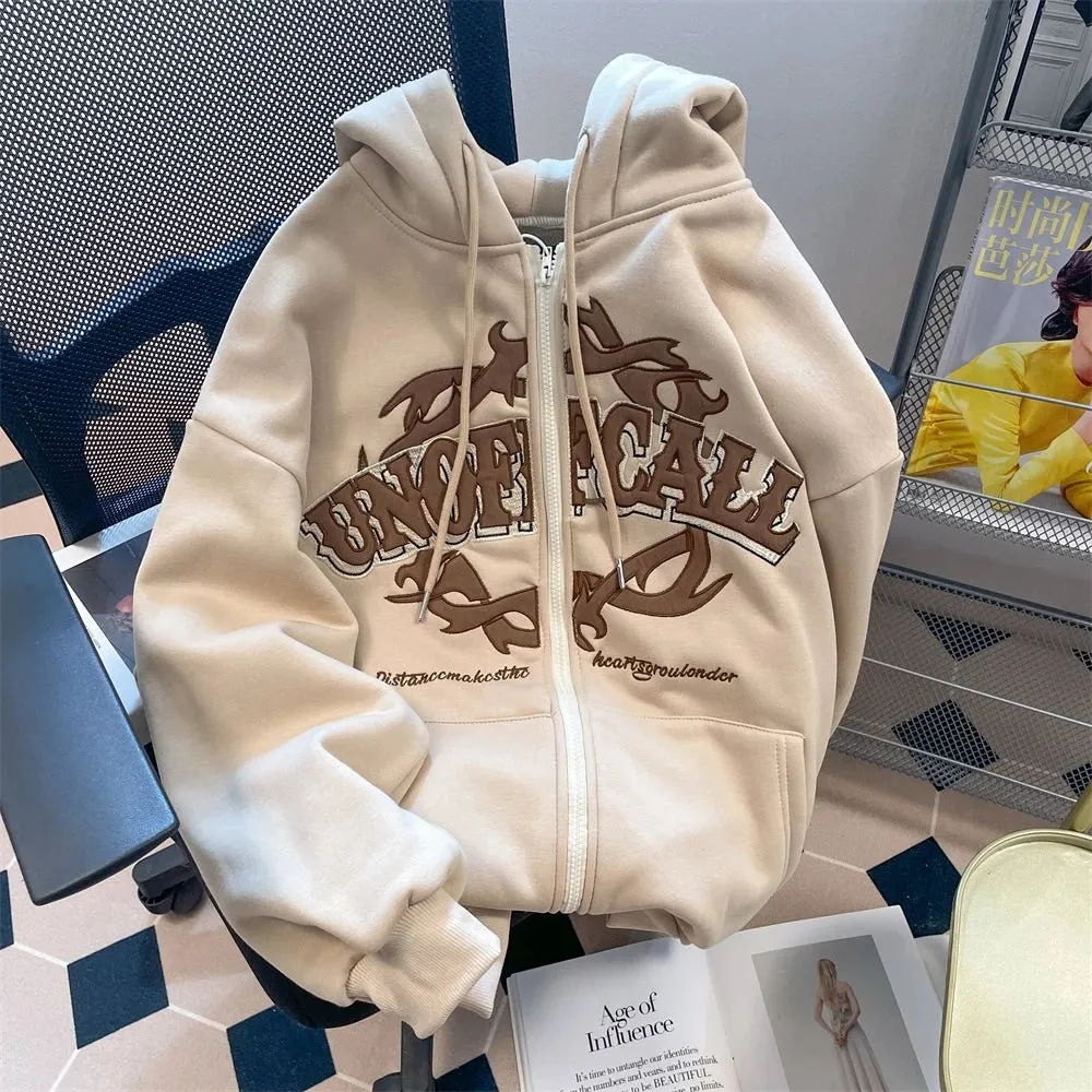 Zip Up Hoodie for Men and Women Full Gothic Sweatshirt Hip Hop Jacket Coat Tops