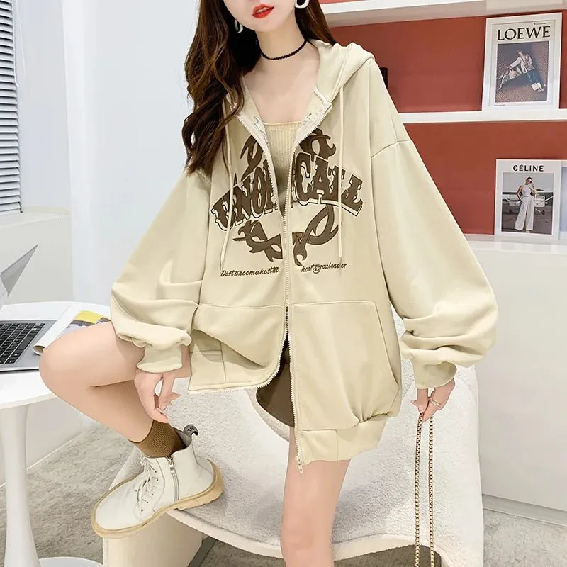 Zip Up Hoodie for Men and Women Full Gothic Sweatshirt Hip Hop Jacket Coat Tops