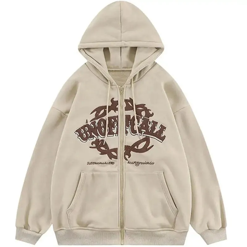 Zip Up Hoodie for Men and Women Full Gothic Sweatshirt Hip Hop Jacket Coat Tops