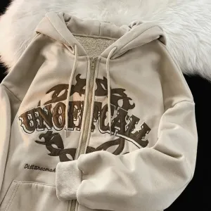 Zip Up Hoodie for Men and Women Full Gothic Sweatshirt Hip Hop Jacket Coat Tops