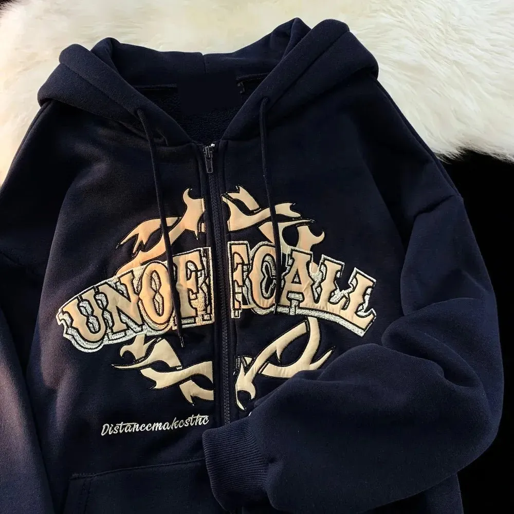 Zip Up Hoodie for Men and Women Full Gothic Sweatshirt Hip Hop Jacket Coat Tops