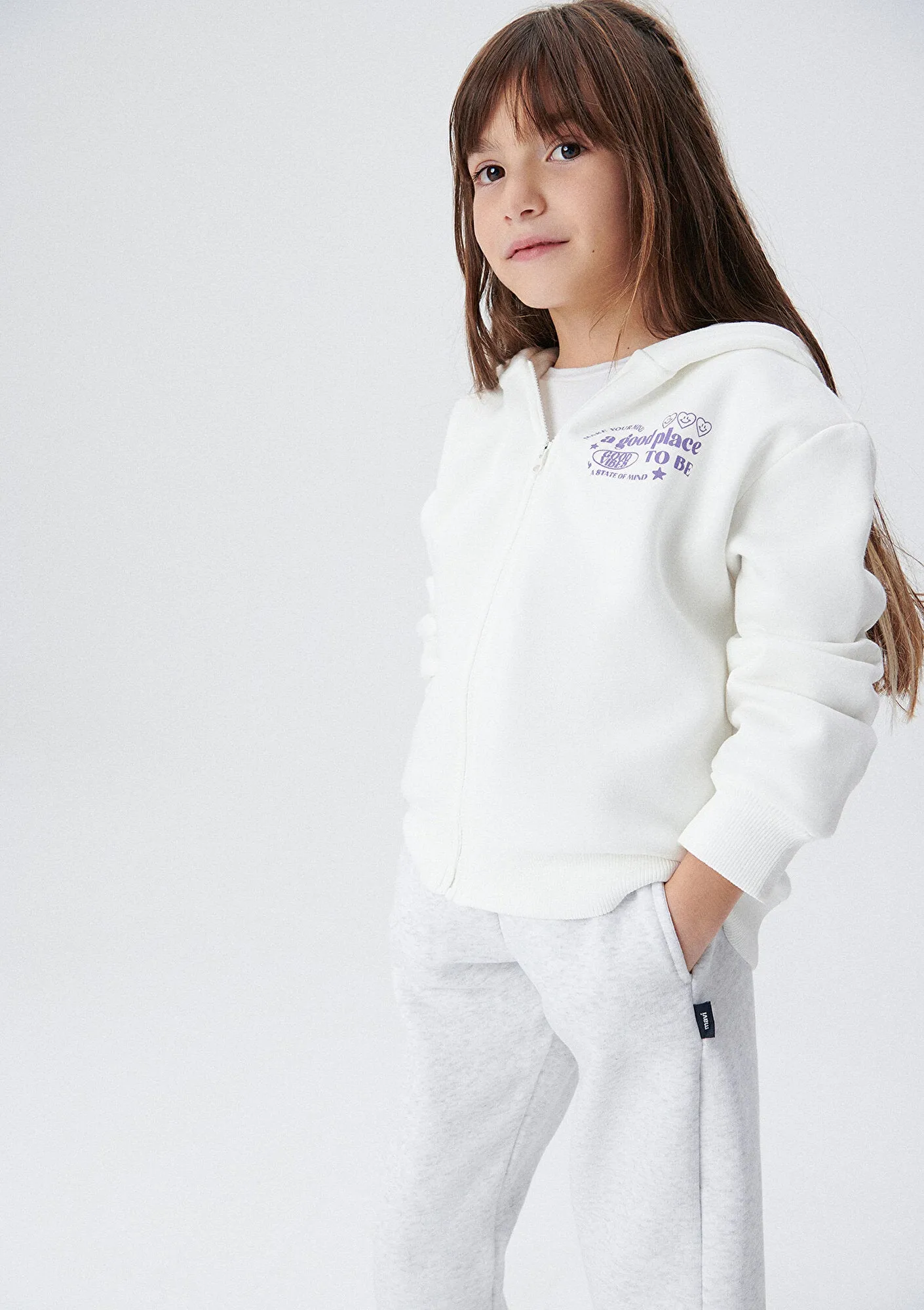 Zip Up White Sweatshirt