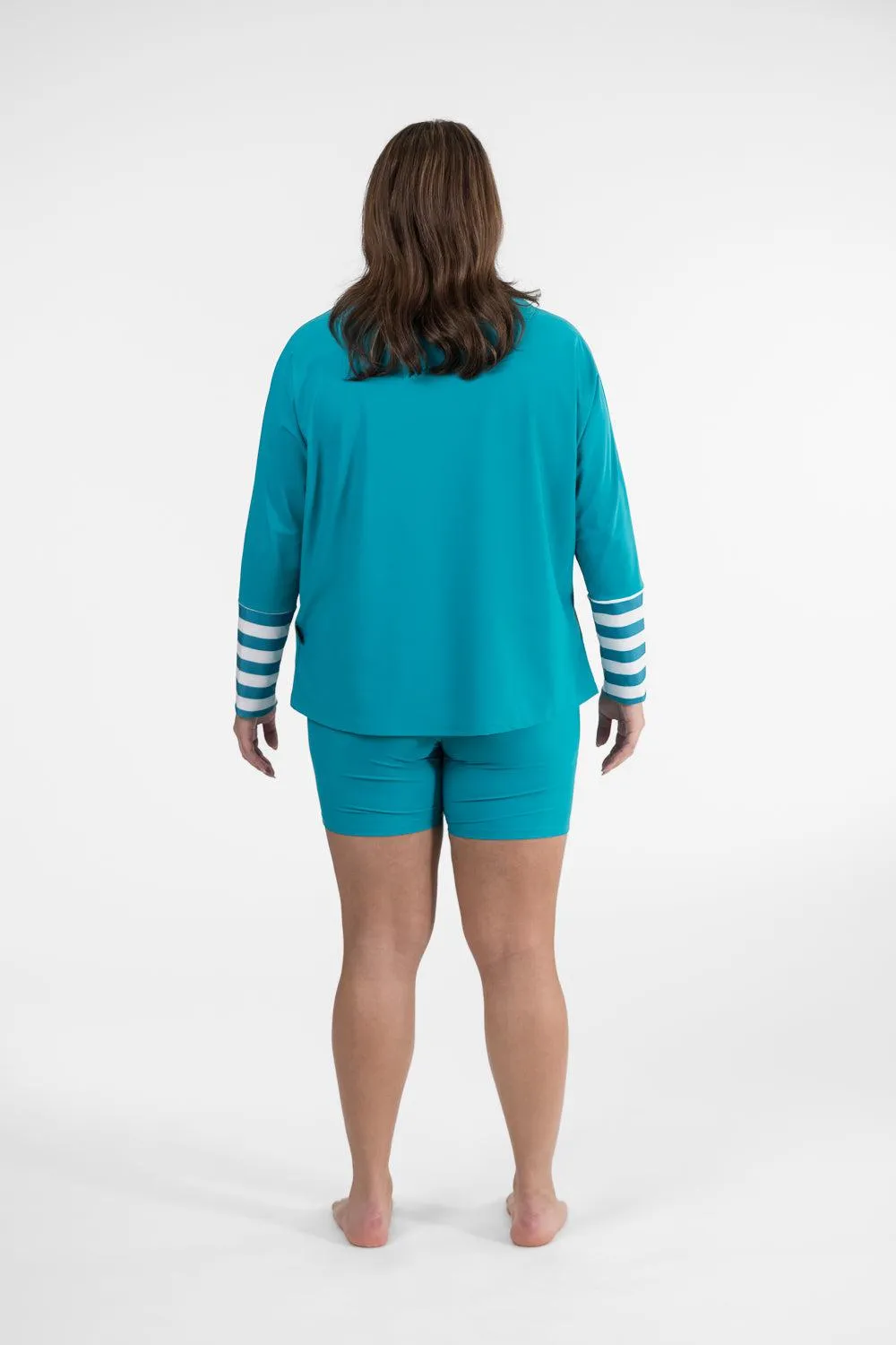 Zipper Rashie Top teal